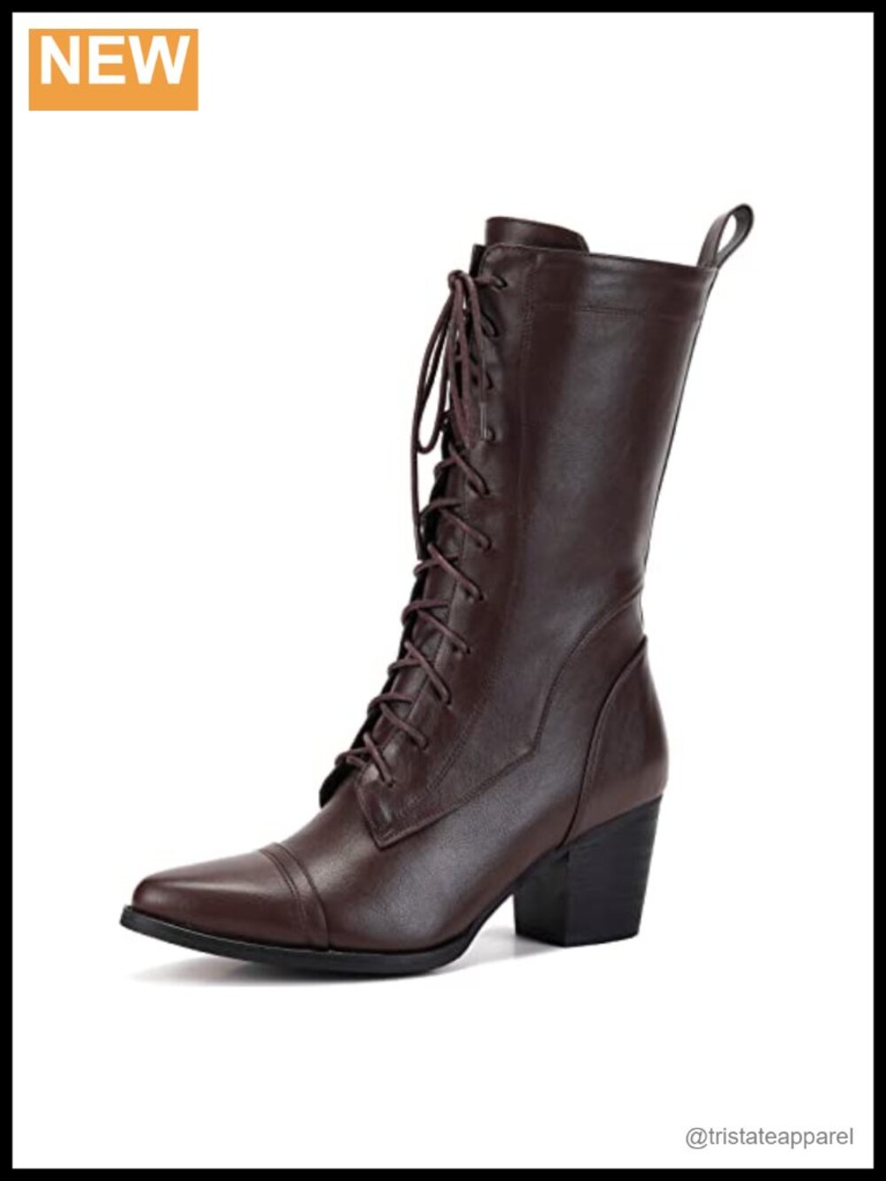 Mid Calf Combat Boots Lace Up Side Zipper Faux Fur Lining PU Leather Winter